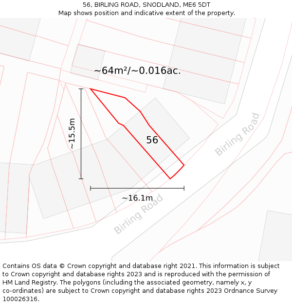 56, BIRLING ROAD, SNODLAND, ME6 5DT: Plot and title map