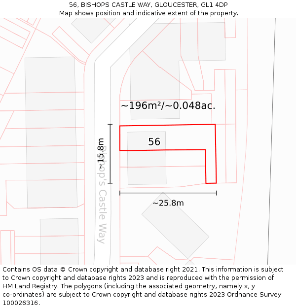 56, BISHOPS CASTLE WAY, GLOUCESTER, GL1 4DP: Plot and title map