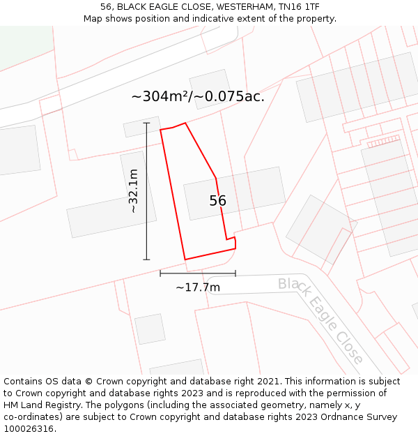 56, BLACK EAGLE CLOSE, WESTERHAM, TN16 1TF: Plot and title map