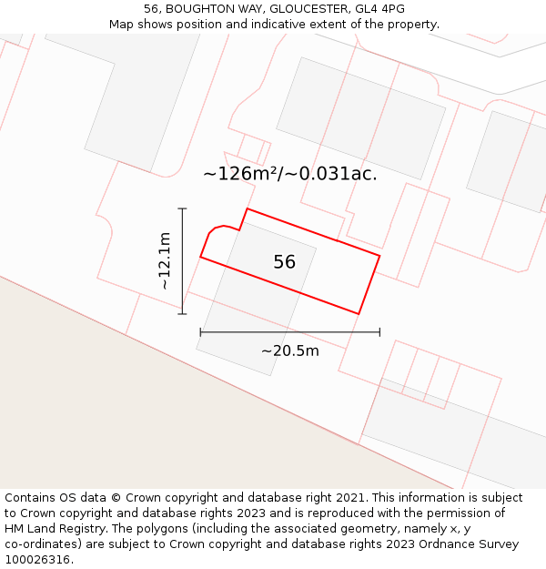 56, BOUGHTON WAY, GLOUCESTER, GL4 4PG: Plot and title map
