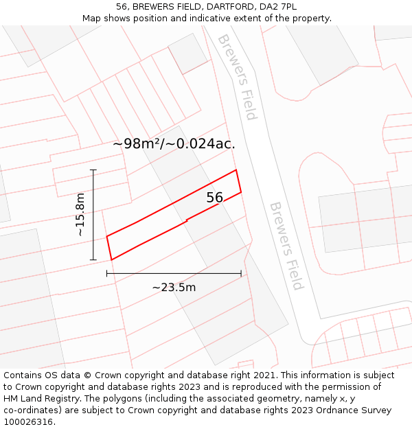 56, BREWERS FIELD, DARTFORD, DA2 7PL: Plot and title map