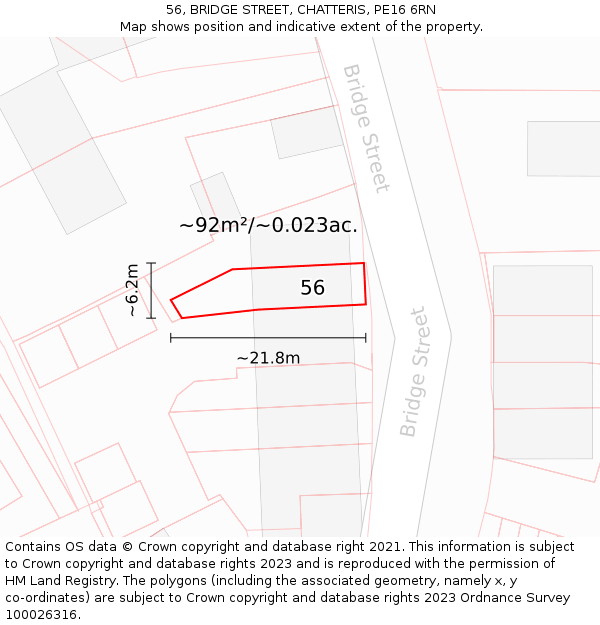 56, BRIDGE STREET, CHATTERIS, PE16 6RN: Plot and title map