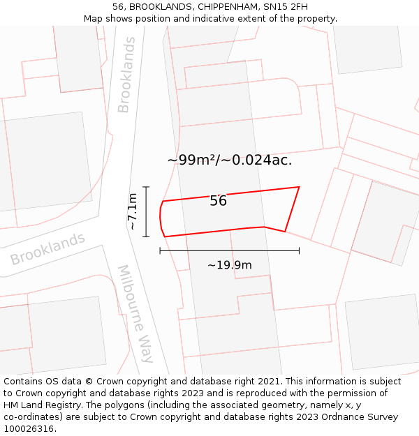 56, BROOKLANDS, CHIPPENHAM, SN15 2FH: Plot and title map