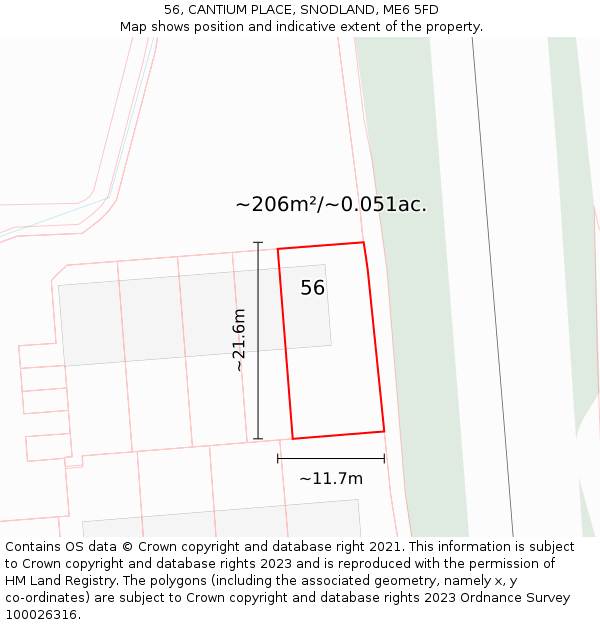 56, CANTIUM PLACE, SNODLAND, ME6 5FD: Plot and title map