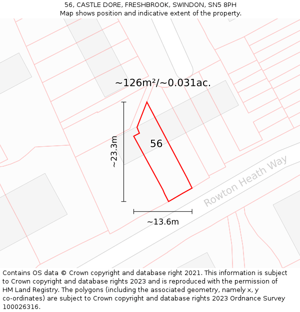 56, CASTLE DORE, FRESHBROOK, SWINDON, SN5 8PH: Plot and title map