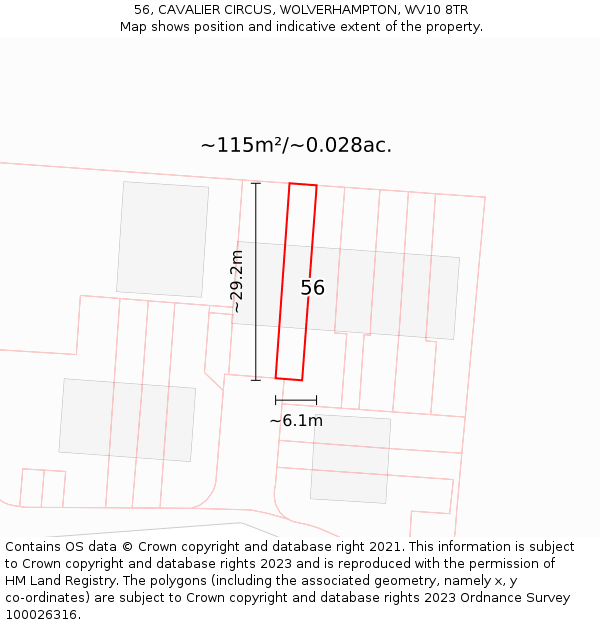 56, CAVALIER CIRCUS, WOLVERHAMPTON, WV10 8TR: Plot and title map