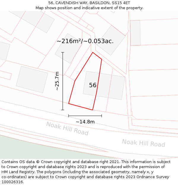 56, CAVENDISH WAY, BASILDON, SS15 4ET: Plot and title map