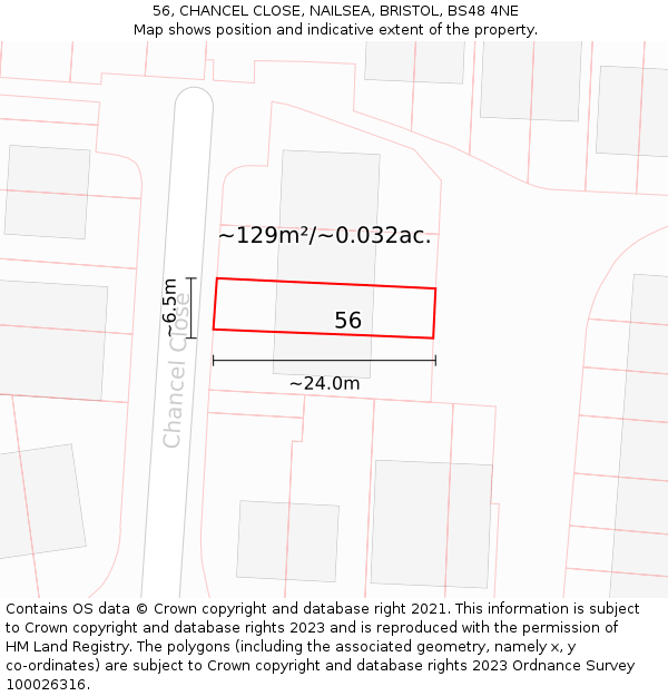 56, CHANCEL CLOSE, NAILSEA, BRISTOL, BS48 4NE: Plot and title map