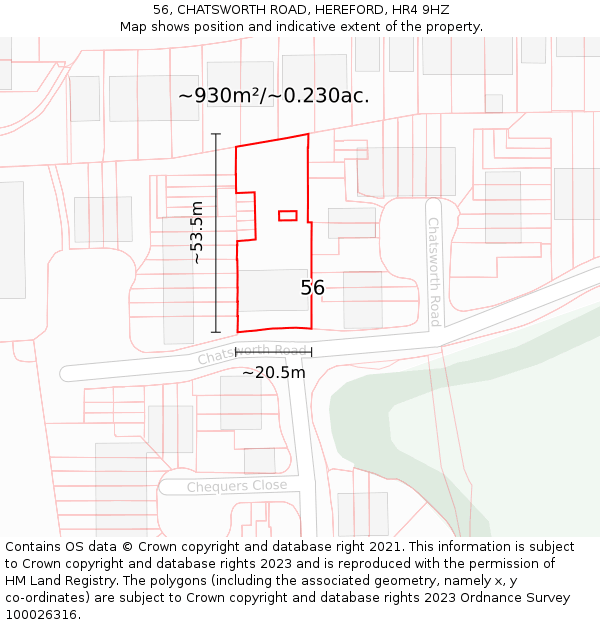 56, CHATSWORTH ROAD, HEREFORD, HR4 9HZ: Plot and title map