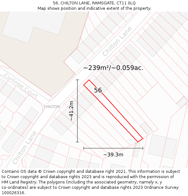 56, CHILTON LANE, RAMSGATE, CT11 0LQ: Plot and title map