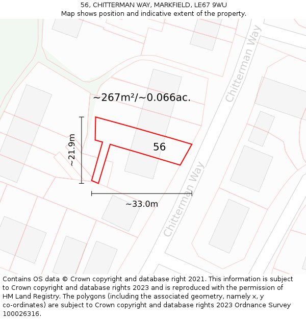 56, CHITTERMAN WAY, MARKFIELD, LE67 9WU: Plot and title map
