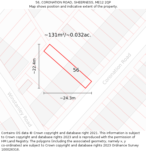 56, CORONATION ROAD, SHEERNESS, ME12 2QP: Plot and title map