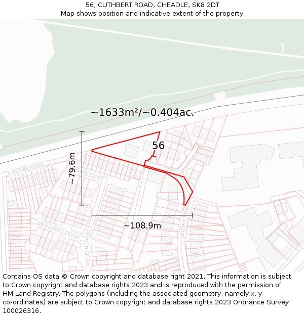 56, CUTHBERT ROAD, CHEADLE, SK8 2DT: Plot and title map