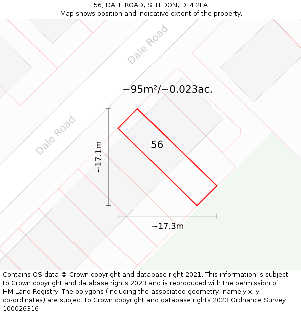56, DALE ROAD, SHILDON, DL4 2LA: Plot and title map