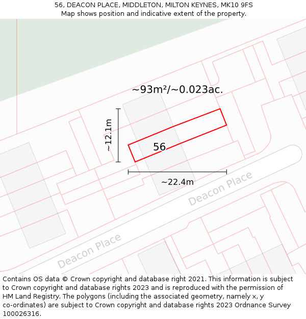 56, DEACON PLACE, MIDDLETON, MILTON KEYNES, MK10 9FS: Plot and title map