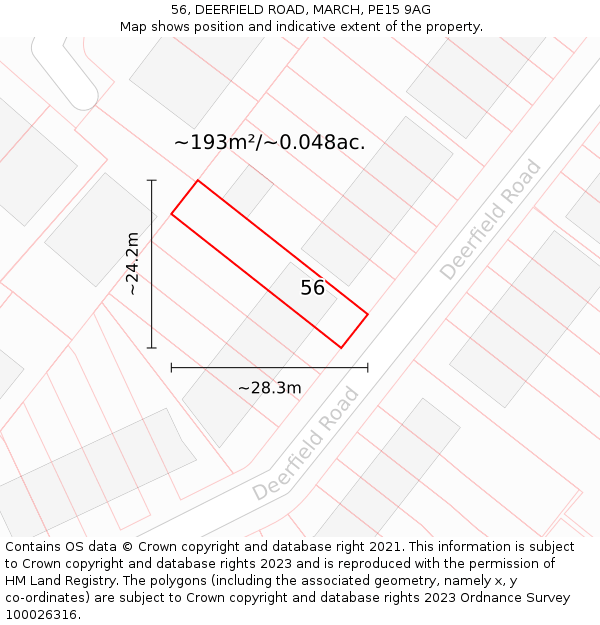 56, DEERFIELD ROAD, MARCH, PE15 9AG: Plot and title map