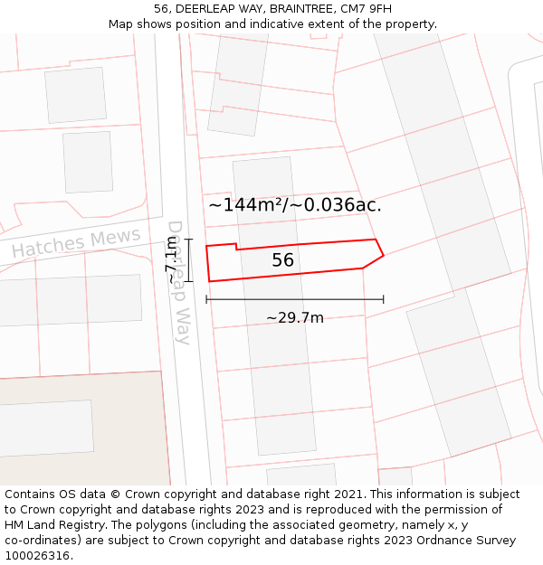 56, DEERLEAP WAY, BRAINTREE, CM7 9FH: Plot and title map