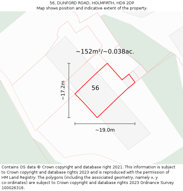 56, DUNFORD ROAD, HOLMFIRTH, HD9 2DP: Plot and title map