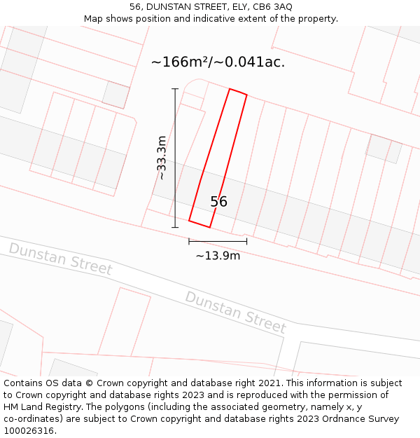 56, DUNSTAN STREET, ELY, CB6 3AQ: Plot and title map