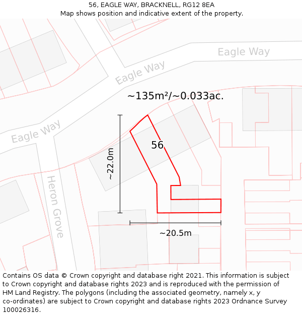 56, EAGLE WAY, BRACKNELL, RG12 8EA: Plot and title map