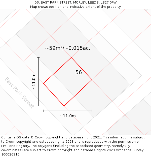 56, EAST PARK STREET, MORLEY, LEEDS, LS27 0PW: Plot and title map