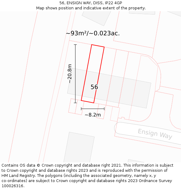 56, ENSIGN WAY, DISS, IP22 4GP: Plot and title map