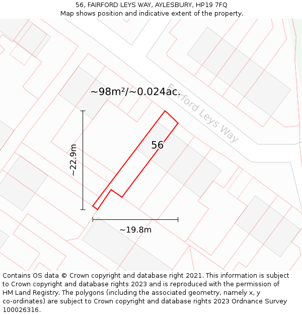 56, FAIRFORD LEYS WAY, AYLESBURY, HP19 7FQ: Plot and title map