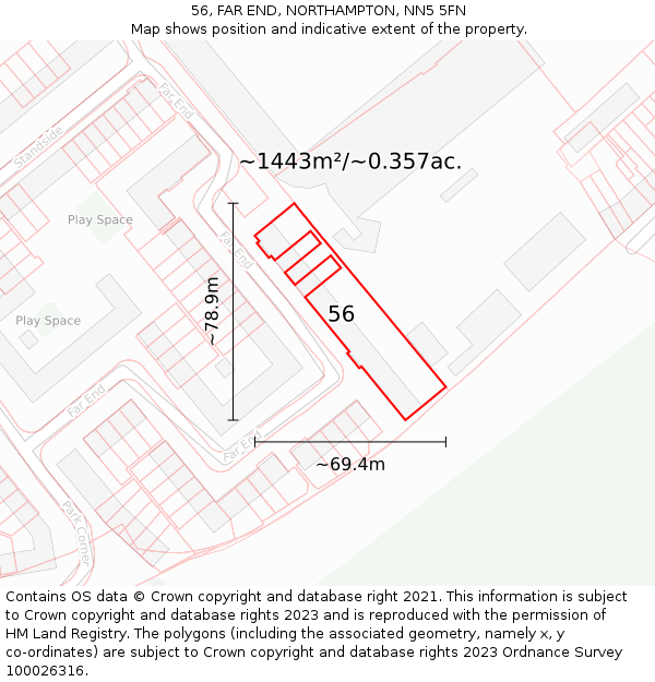 56, FAR END, NORTHAMPTON, NN5 5FN: Plot and title map