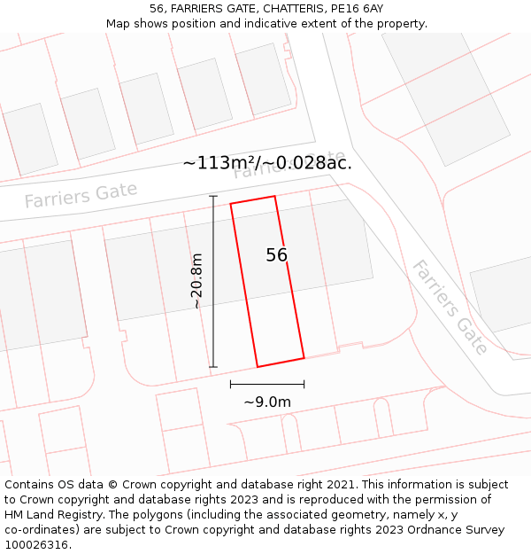 56, FARRIERS GATE, CHATTERIS, PE16 6AY: Plot and title map