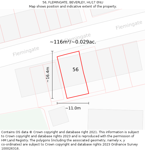 56, FLEMINGATE, BEVERLEY, HU17 0NU: Plot and title map