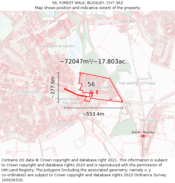 56, FOREST WALK, BUCKLEY, CH7 3AZ: Plot and title map