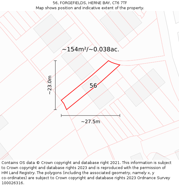 56, FORGEFIELDS, HERNE BAY, CT6 7TF: Plot and title map