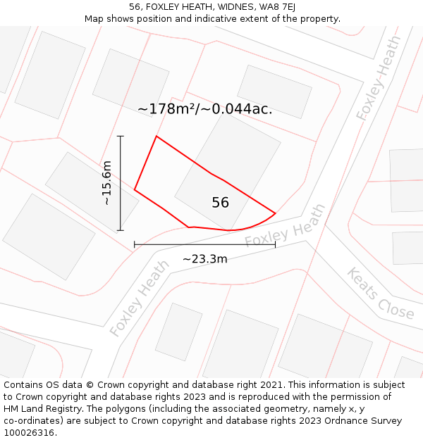 56, FOXLEY HEATH, WIDNES, WA8 7EJ: Plot and title map