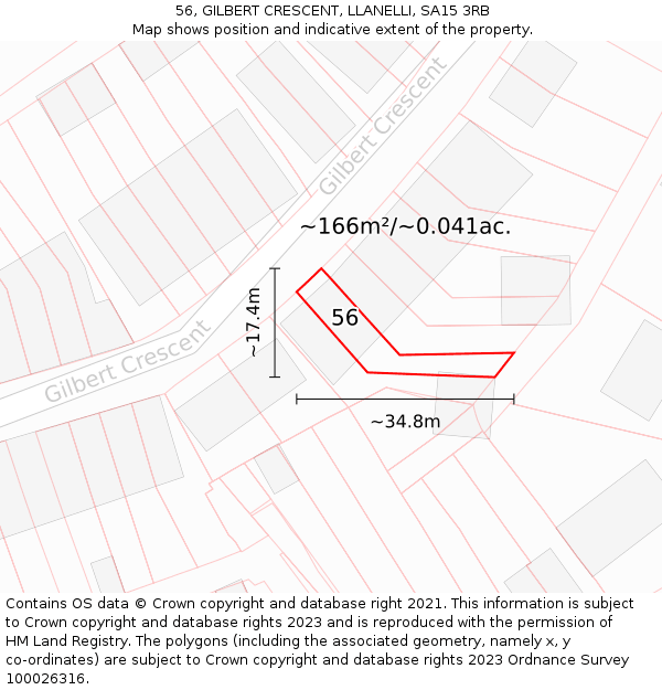 56, GILBERT CRESCENT, LLANELLI, SA15 3RB: Plot and title map