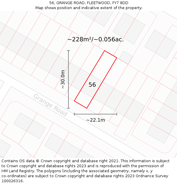 56, GRANGE ROAD, FLEETWOOD, FY7 8DD: Plot and title map