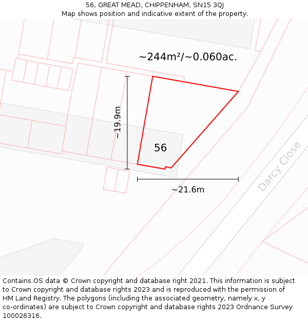 56, GREAT MEAD, CHIPPENHAM, SN15 3QJ: Plot and title map