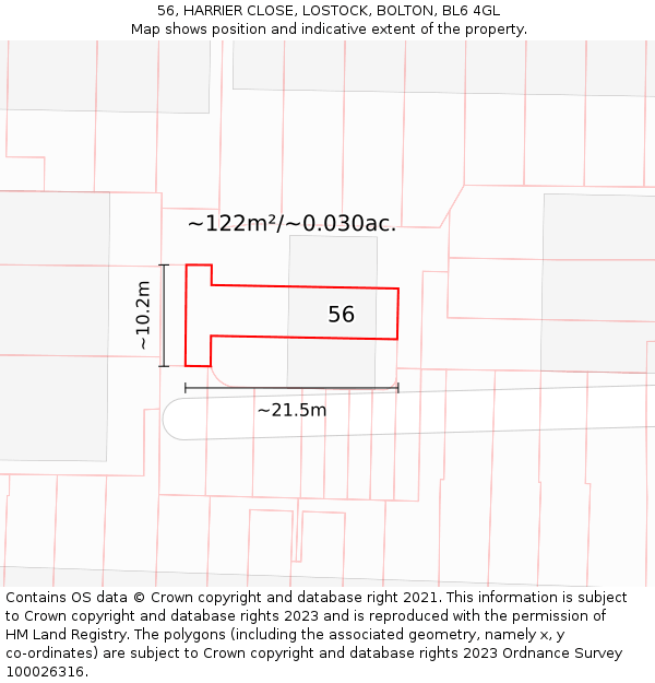 56, HARRIER CLOSE, LOSTOCK, BOLTON, BL6 4GL: Plot and title map