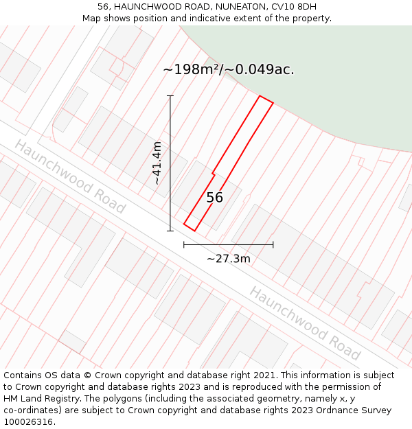 56, HAUNCHWOOD ROAD, NUNEATON, CV10 8DH: Plot and title map