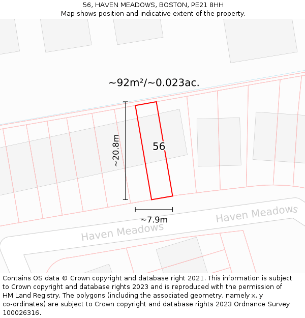 56, HAVEN MEADOWS, BOSTON, PE21 8HH: Plot and title map