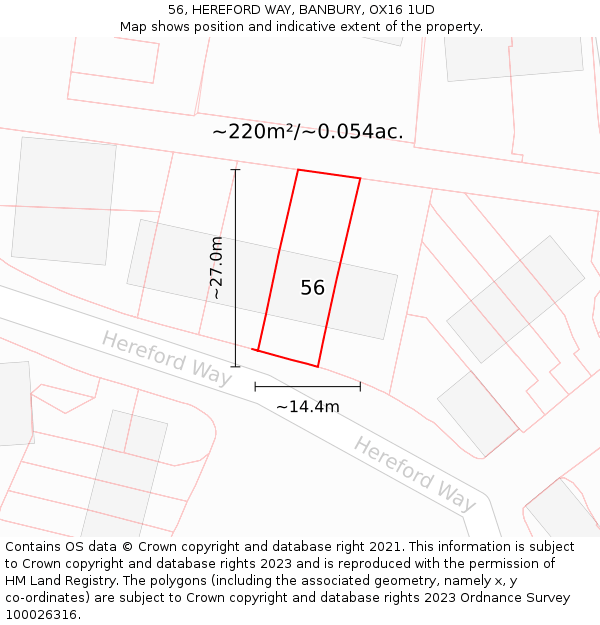 56, HEREFORD WAY, BANBURY, OX16 1UD: Plot and title map