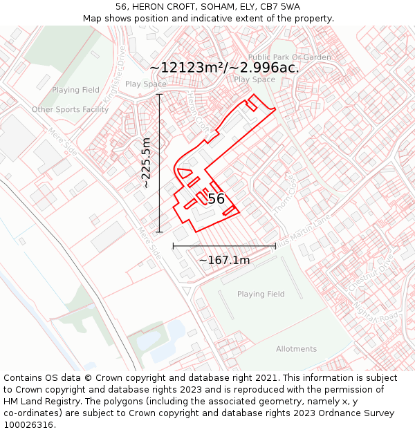 56, HERON CROFT, SOHAM, ELY, CB7 5WA: Plot and title map