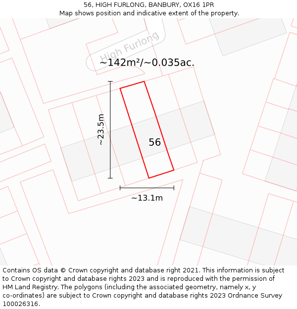 56, HIGH FURLONG, BANBURY, OX16 1PR: Plot and title map