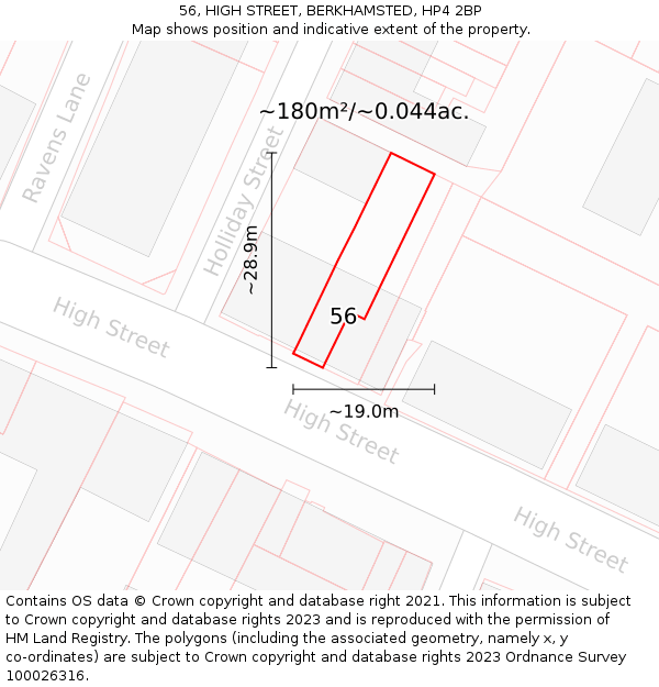 56, HIGH STREET, BERKHAMSTED, HP4 2BP: Plot and title map
