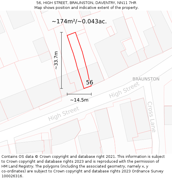 56, HIGH STREET, BRAUNSTON, DAVENTRY, NN11 7HR: Plot and title map