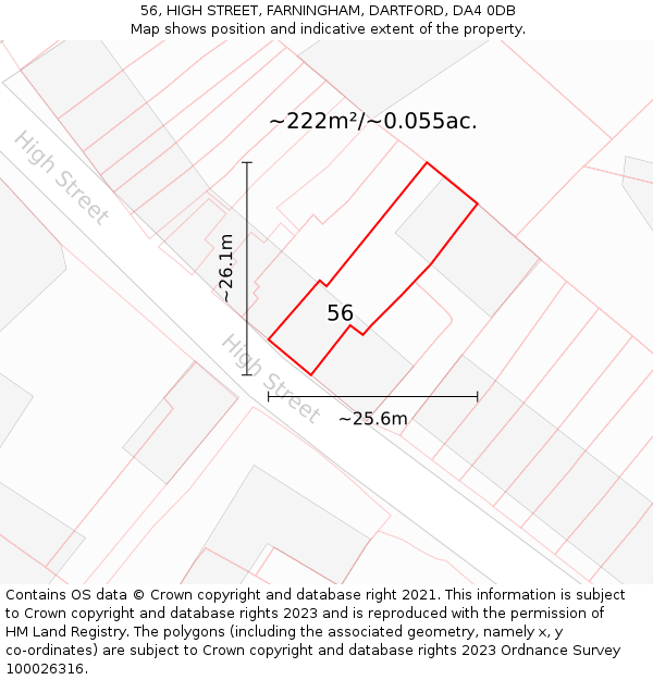 56, HIGH STREET, FARNINGHAM, DARTFORD, DA4 0DB: Plot and title map