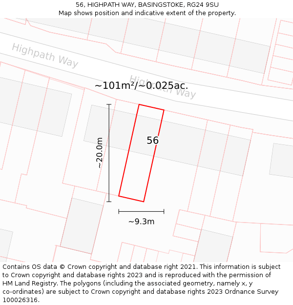 56, HIGHPATH WAY, BASINGSTOKE, RG24 9SU: Plot and title map