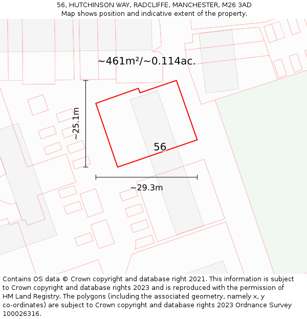 56, HUTCHINSON WAY, RADCLIFFE, MANCHESTER, M26 3AD: Plot and title map