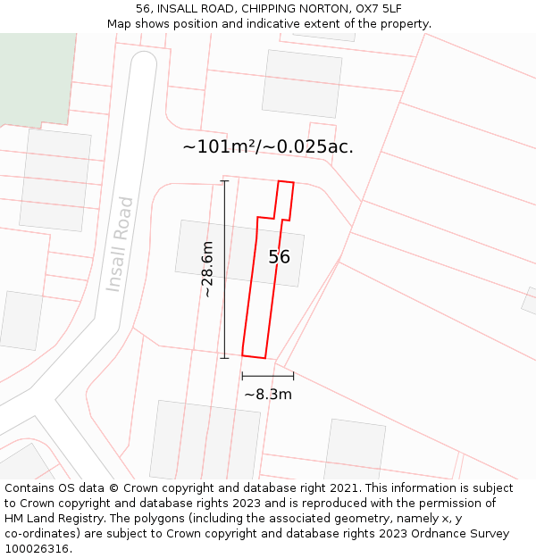 56, INSALL ROAD, CHIPPING NORTON, OX7 5LF: Plot and title map