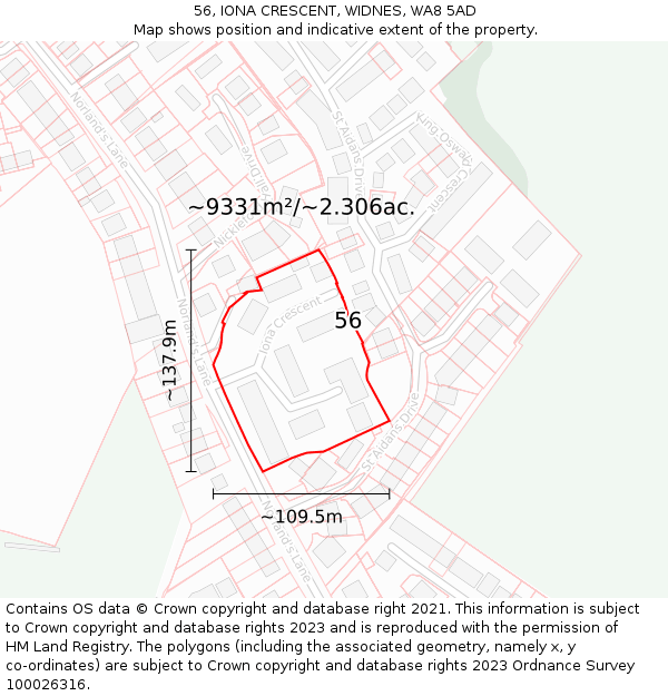 56, IONA CRESCENT, WIDNES, WA8 5AD: Plot and title map
