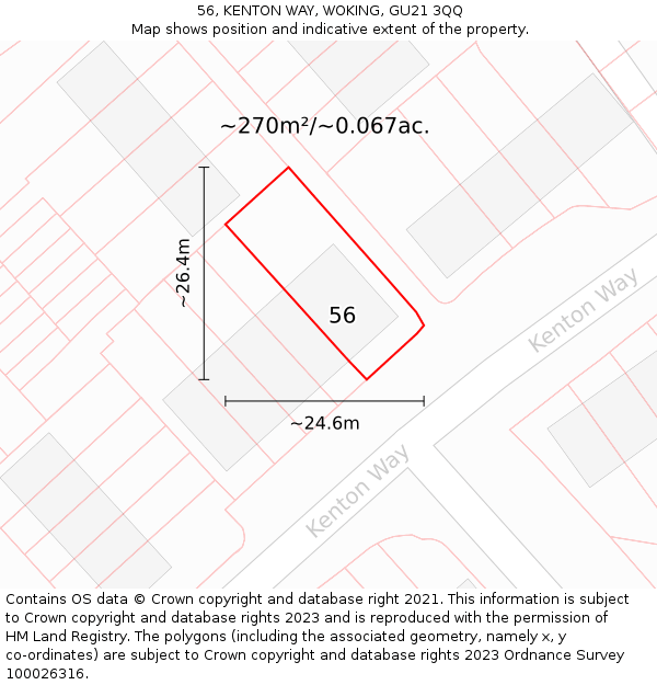 56, KENTON WAY, WOKING, GU21 3QQ: Plot and title map